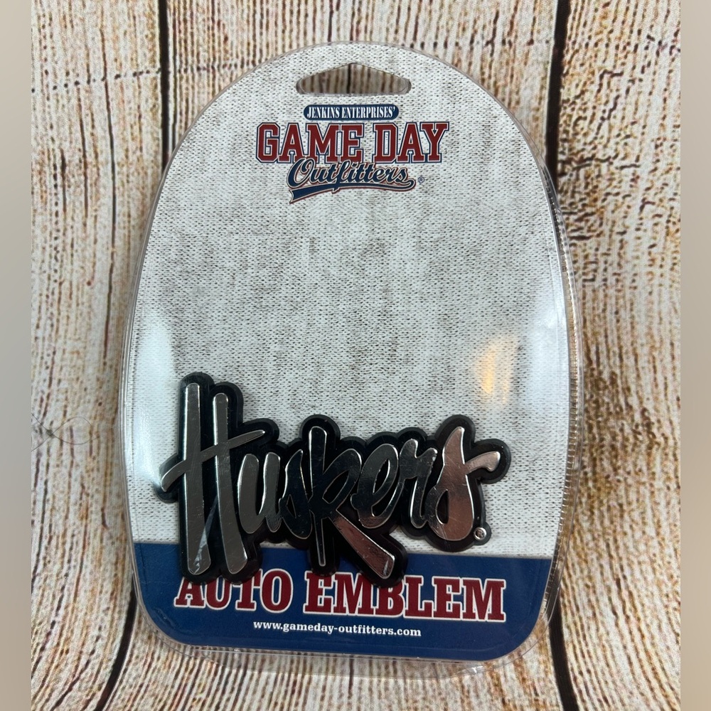Game Day Nebraska Cornhuskers Silver Chrome Auto Emblem Car Truck Decal Sticker